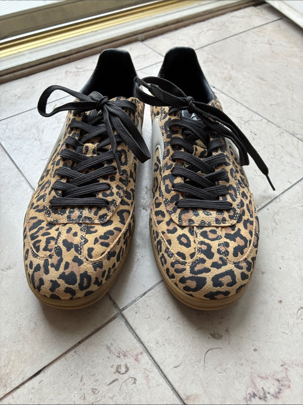 Skechers- Leopard Print Black & Tan Women’s Sneakers - Picture 2 of 5